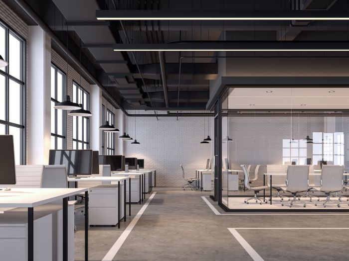 Office warehouse industrial studio offices interior ideas space bipolar into dream modern converts loft mezzanine designboom era garage interiors delhi